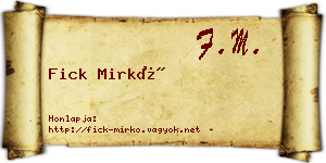 Fick Mirkó névjegykártya